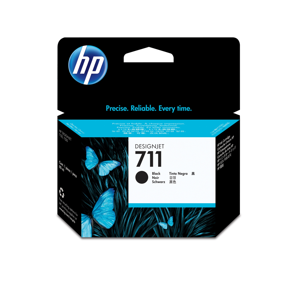 HP 711 Schwarz DesignJet Tintenpatrone - 80 ml - Hohe (XL-) Ausbeute - Tinte auf Pigmentbasis - 80 ml - 1 Stück(e)