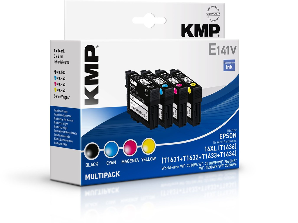 KMP E141V Schwarz - Cyan - Magenta - Gelb Mehrfachverpackung 4 Stueck e - Wiederaufbereitet - Tintenpatrone