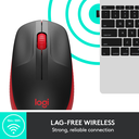 Logitech M191 - Beidhändig - Optisch - RF Wireless - 1000 DPI - Schwarz - Rot