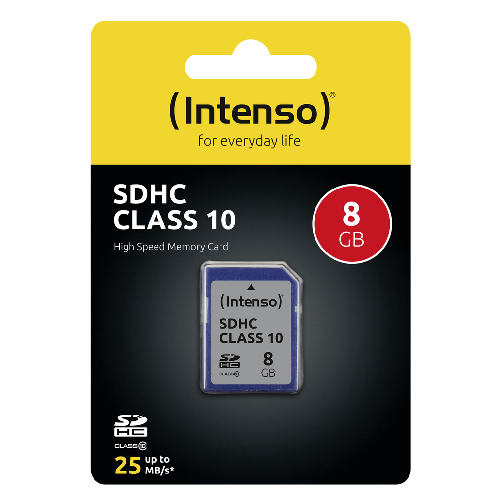 Intenso SD Karte Class 10 - 8 GB - SDHC - Klasse 10 - 40 MB/s - Schwarz