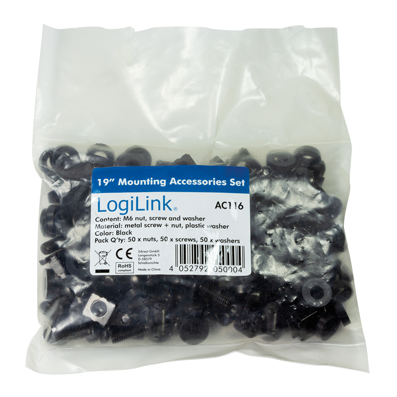LogiLink AC116 - Schraubensatz - Schwarz - 50 Stück(e)