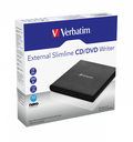 Verbatim External Slimline CD/DVD Writer - Schwarz - Ablage - Horizontal - Notebook - DVD±RW - USB 2.0