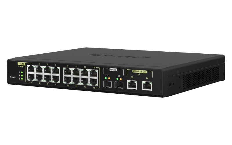 QNAP QSW-M2116P-2T2S - Managed - L2 - 2.5G Ethernet - Vollduplex - Power over Ethernet (PoE) - Rack-Einbau
