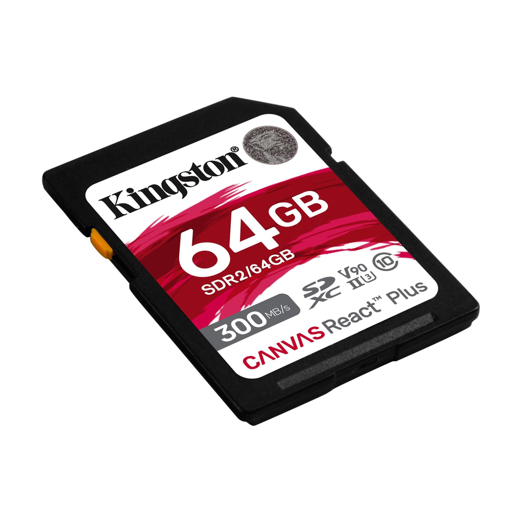 Kingston 64GB Canvas React Plus SDXC UHS-II 300R/260W U3 V90 for Full HD/4K/8K - Extended Capacity SD (SDXC)