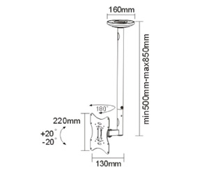 Sunne LCD-A504K - 30 kg - 25,4 cm (10 Zoll) - 81,3 cm (32 Zoll) - 50 x 50 mm - 200 x 200 mm - -20 - 20°