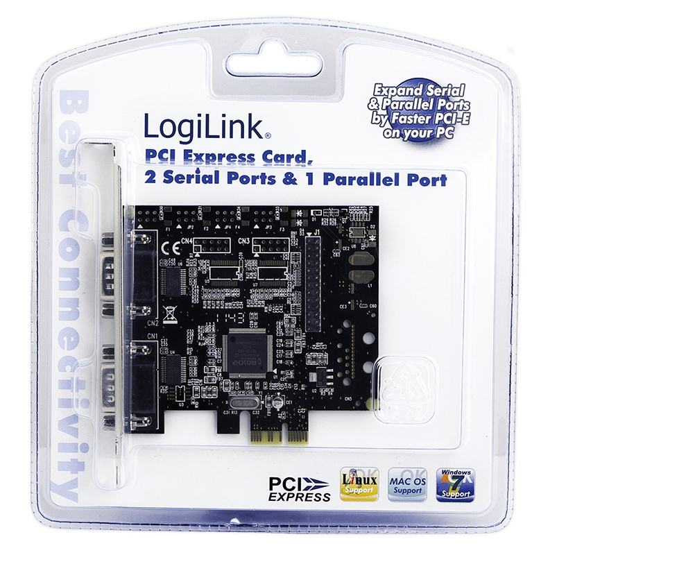 LogiLink PC0033 - PCIe - Parallel - Seriell - RS-232 - PC - NetMOS - Windows 2000 Professional,Windows 7 Home Premium,Windows 7 Professional,Windows 7 Ultimate,Windows...