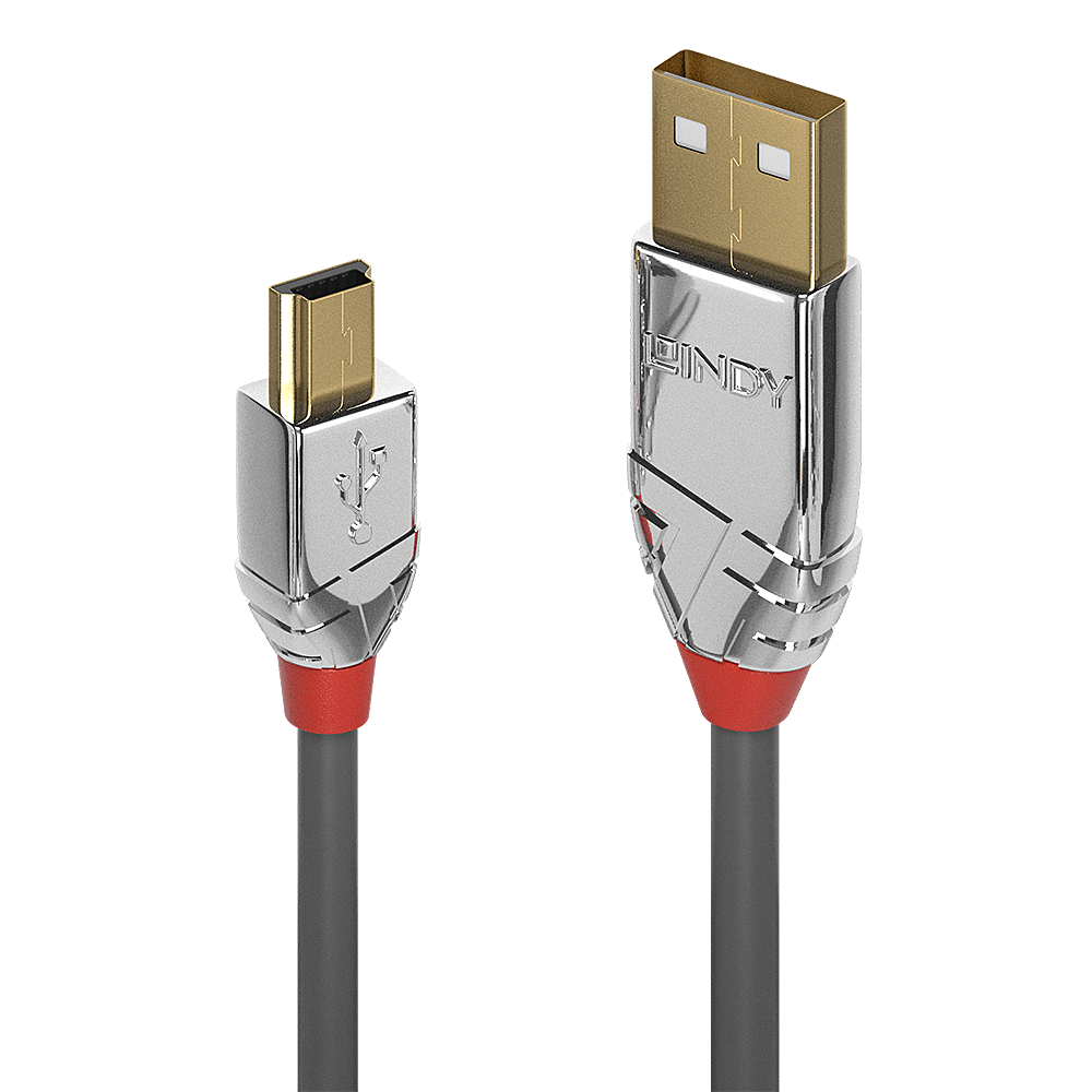 Lindy 36631 1m USB A Mini-USB B Männlich Männlich Grau USB Kabel