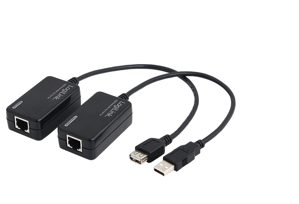 LogiLink Line Extender USB via CAT5/6 - Schwarz - 0,3 m