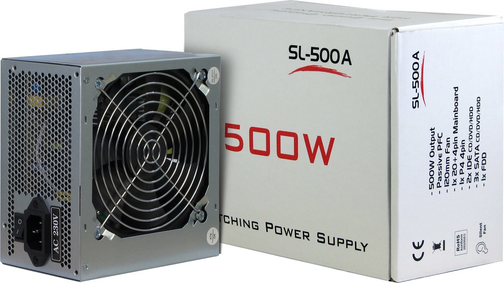 Inter-Tech SL-500A - 500 W - 230 V - 60 Hz - +12V,+3.3V,+5V,+5Vsb,-12V - Passiv - 220 W