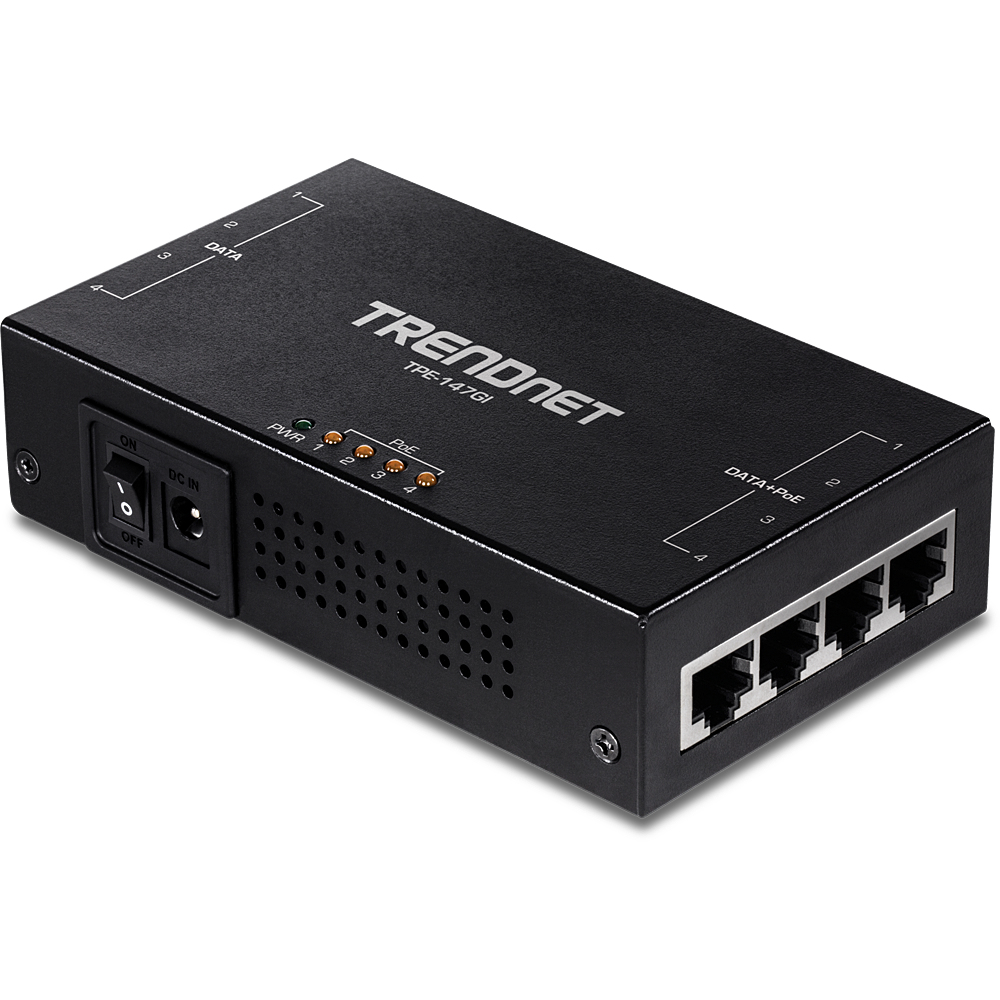 TRENDnet TPE-147GI - Gigabit Ethernet - 1000 Mbit/s - IEEE 802.3,IEEE 802.3ab,IEEE 802.3af,IEEE 802.3at,IEEE 802.3u - Schwarz - CE - FCC - 100 - 240 V