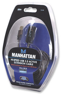 Manhattan Hi-Speed USB 2.0 Repeater Kabel - In Reihe schaltbar - A-Stecker / A-Buchse - 10 m - 10 m - USB A - USB A - USB 2.0 - Männlich/Weiblich - Schwarz