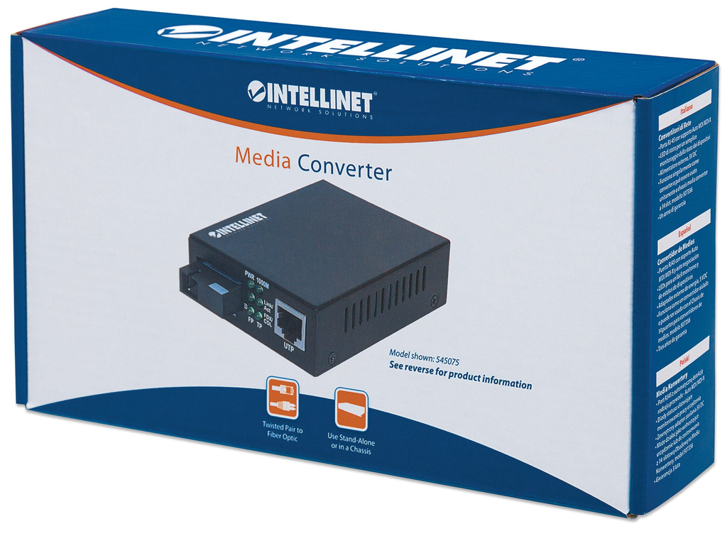 Intellinet Fast Ethernet Single Mode Medienkonverter - 10/100Base-TX auf 100Base-FX (SC) Singlemode - 20 km - 100 Mbit/s - 100BASE-FX,100Base-TX - 100Base-FX - IEEE 802.3,IEEE 802.3u - Schnelles Ethernet - 10,100 Mbit/s