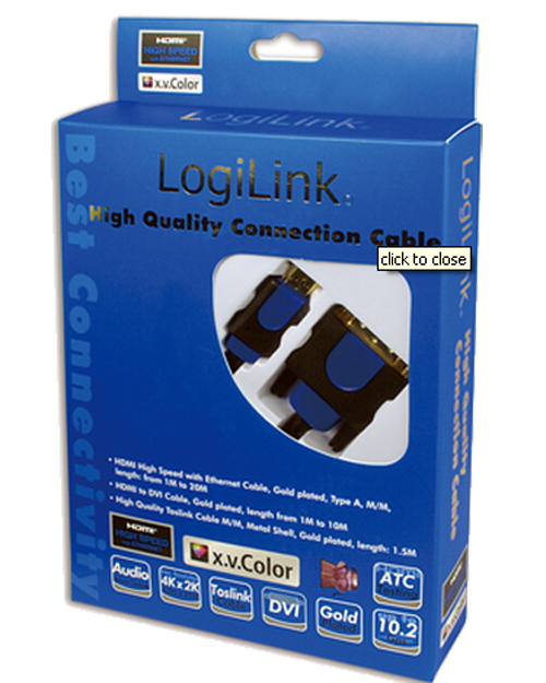 LogiLink CHB3105 - 5 m - HDMI - DVI-D - Gold - Schwarz - Blau - Männlich/Männlich