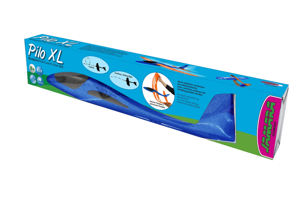 JAMARA Schaumwurfgleiter 2in1 - Pilo XL - Spielzeug-Segelflugzeug - Schaum - 1 Stück(e) - Blau - Orange - Montagesatz - 8 Jahr(e)