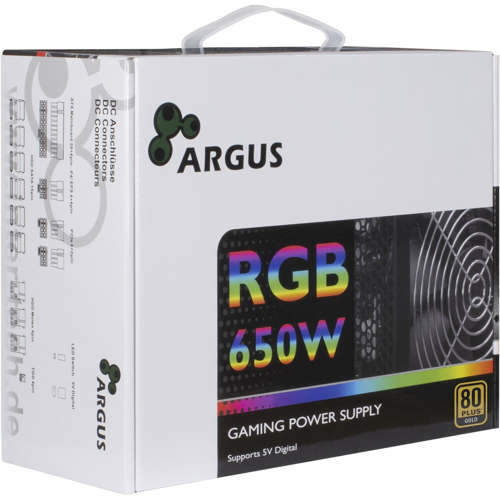 Inter-Tech Argus RGB-650W CM II - 650 W - 100 - 240 V - 47 - 63 Hz - Aktiv - 100 W - 650 W