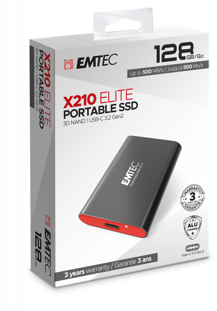 EMTEC SSD 3.2Gen2 X210 128GB Portable (ECSSD128GX210) - Solid State Disk