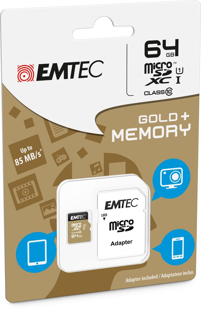 EMTEC Gold+ - Flash-Speicherkarte ( SD-Adapter inbegriffen ) - 64 GB