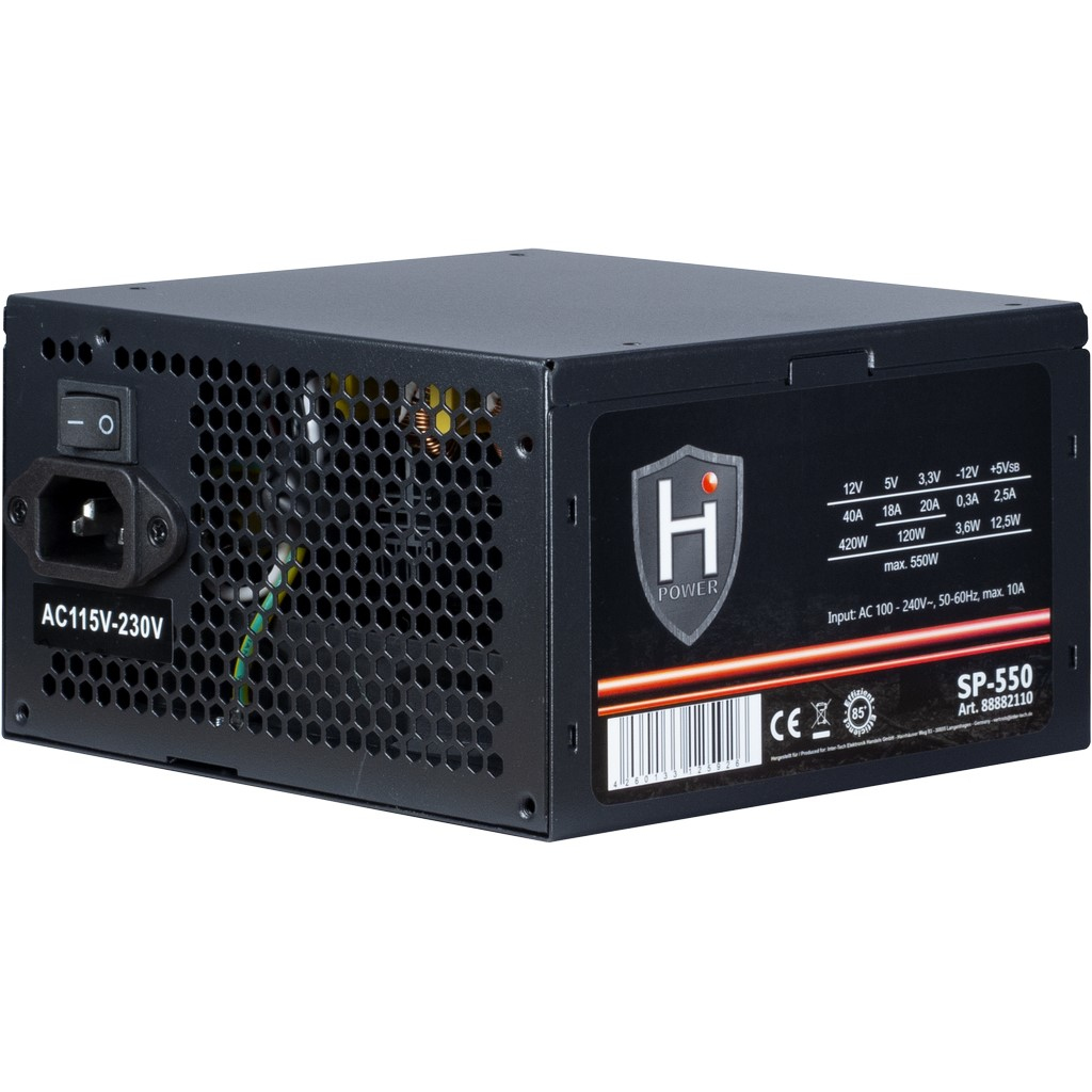 Inter-Tech HIPOWER SP-550 - 550 W - 100 - 240 V - 50/60 Hz - 10 A - Aktiv - 120 W