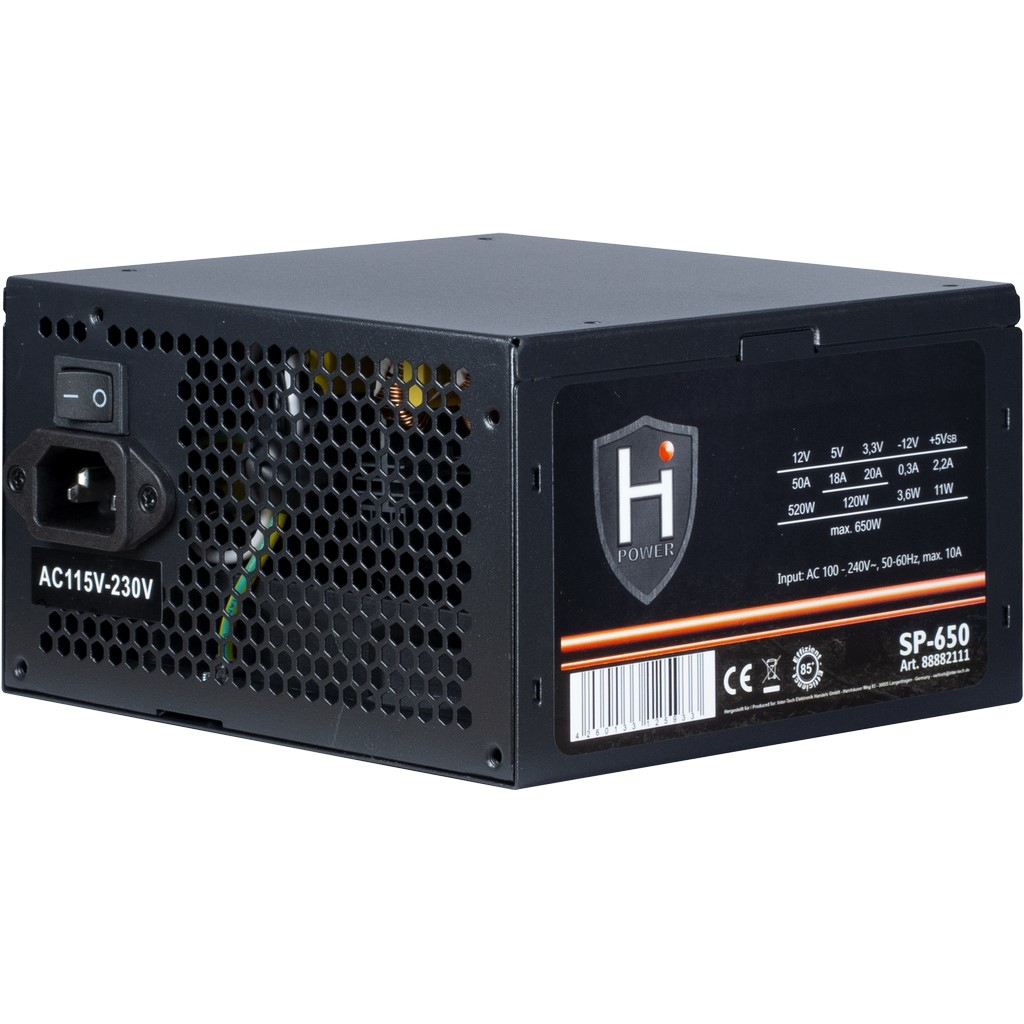 Inter-Tech HIPOWER SP-650 - 650 W - 100 - 240 V - 50/60 Hz - 10 A - 120 W - 520 W