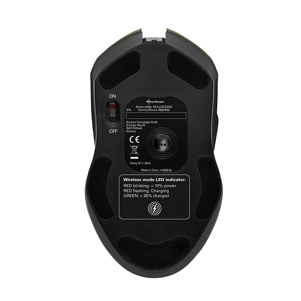 Sharkoon Skiller SGM3 - rechts - Optisch - RF Wireless+USB Type-A - 6000 DPI - Weiß