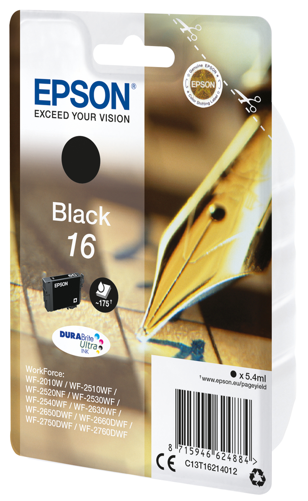 Epson Pen and crossword Singlepack Black 16 DURABrite Ultra Ink - Standardertrag - Tinte auf Pigmentbasis - 5,4 ml - 175 Seiten - 1 Stück(e)