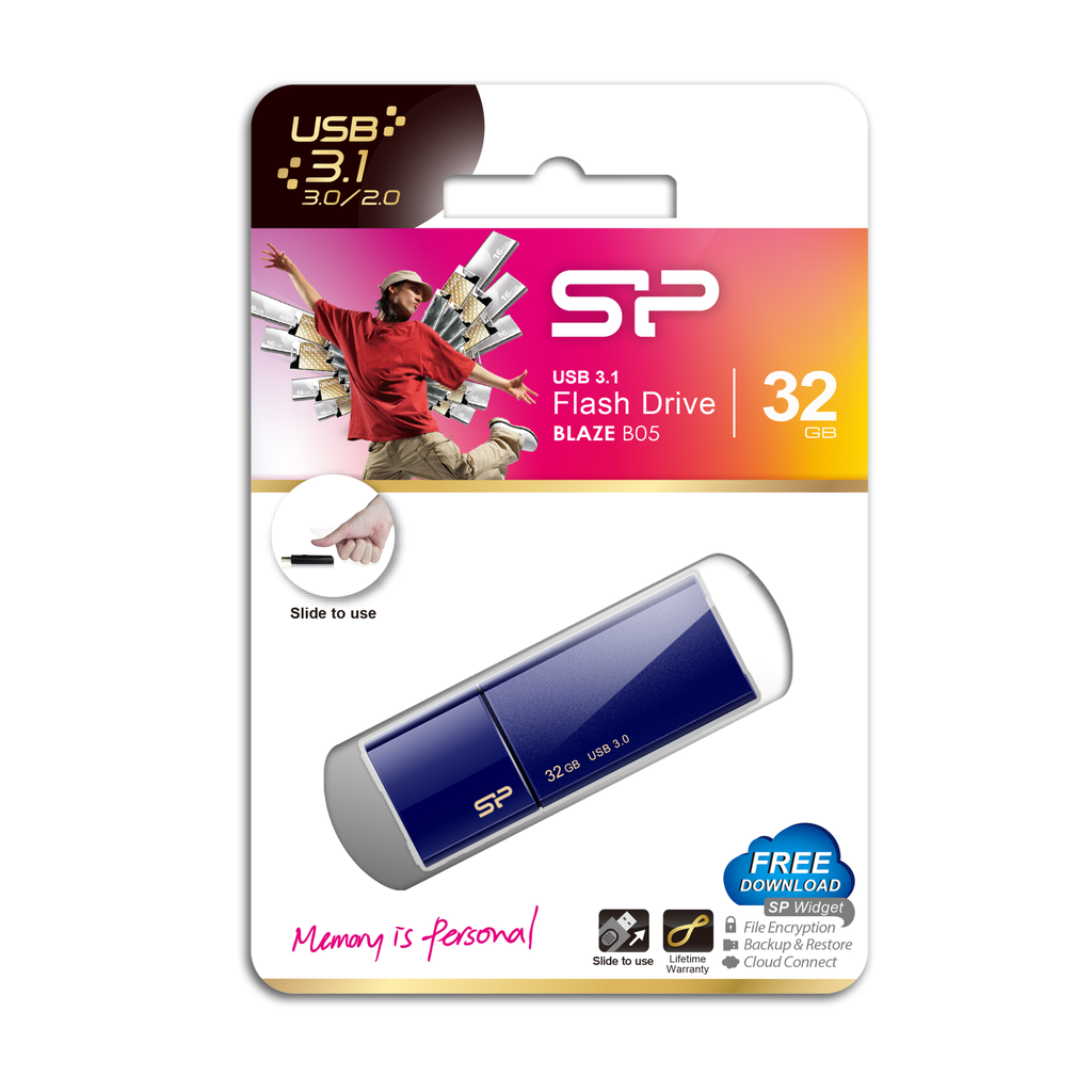 Silicon Power Blaze B05 - 32 GB - USB Typ-A - 3.2 Gen 1 (3.1 Gen 1) - Dia - 9,2 g - Blau