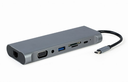 Gembird A-CM-COMBO8-01 USB Type-C 8-in-1 multi-port adapter Hub3.0+ HDMI+ DisplayPort+ - Adapter - Audio/Multimedia