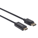 Manhattan 1080p DisplayPort auf HDMI-Kabel - DisplayPort-Stecker auf HDMI-Stecker - 1 m - schwarz - 1 m - DisplayPort - HDMI - Männlich - Männlich - Gerade