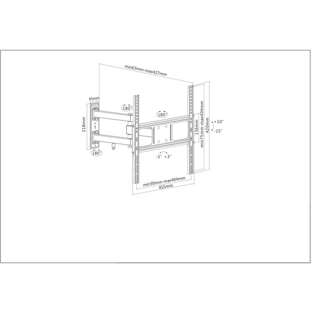 Manhattan Universal Basic TV-Wandhalterung - neig- und schwenkbar - Geeignet für Flachbildschirme und Curved Displays von 32" bis 55"* und bis zu 35 kg - neig- und schwenkbar - schwarz - 35 kg - 81,3 cm (32 Zoll) - 139,7 cm (55 Zoll) - 100 x 100 mm - 400 x 400 mm -