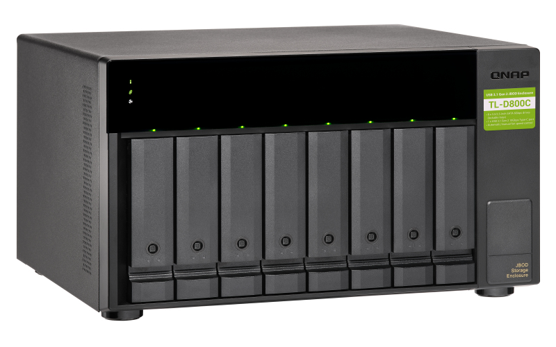 QNAP TL-D800C - HDD / SSD-Gehäuse - 2.5/3.5 Zoll - Serial ATA II,Serial ATA III - 6 Gbit/s - Hot-Swap - Schwarz - Grau