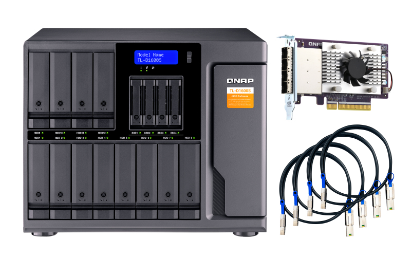 QNAP TL-D1600S - HDD / SSD-Gehäuse - 2.5/3.5 Zoll - Serial ATA II,Serial ATA III - 6 Gbit/s - Hot-Swap - Schwarz - Grau