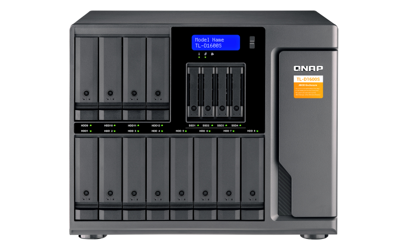 QNAP TL-D1600S - HDD / SSD-Gehäuse - 2.5/3.5 Zoll - Serial ATA II,Serial ATA III - 6 Gbit/s - Hot-Swap - Schwarz - Grau