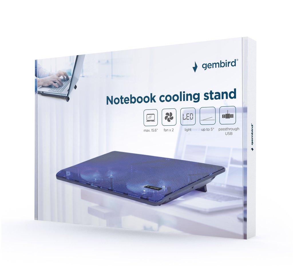 Gembird NBS-2F15-05 Compact dual-fan notebook cooling stand with LED backlight