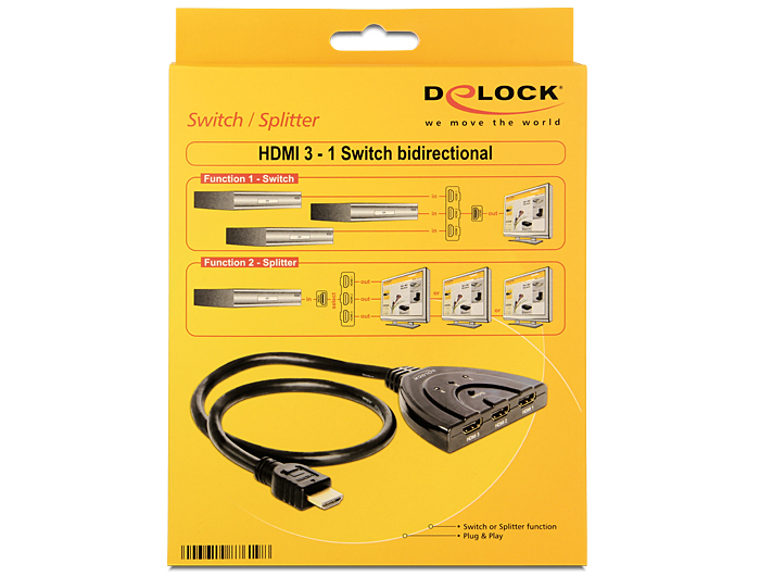 Delock 87619 - HDMI - Schwarz - 1024 x 768 (XGA),1600 x 1200 (UXGA),1920 x 1080 (HD 1080),640 x 480 (VGA),800 x 600 (SVGA) - 0,6 m