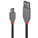 Lindy 36723 USB Kabel 2 m USB A Mini-USB B Männlich Schwarz - Grau