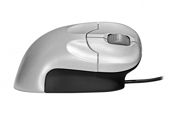 Bakker Grip Mouse - rechts - Optisch - USB Type-A+PS/2 - Schwarz - Silber