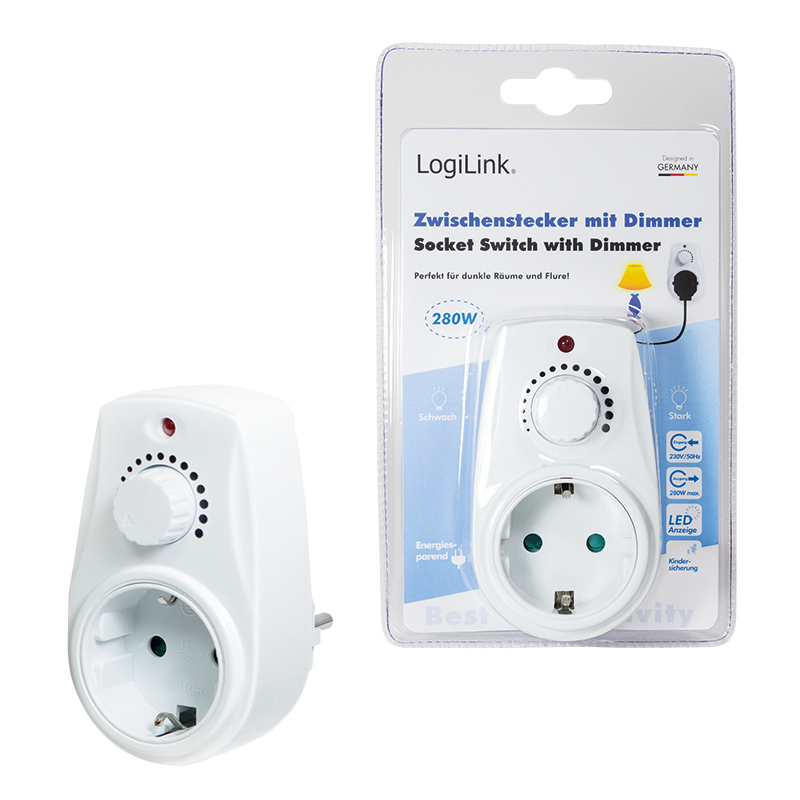 LogiLink PA0151 - Dimmer - Montierbar - Drehregler - Weiß - Eurostecker - Eurostecker