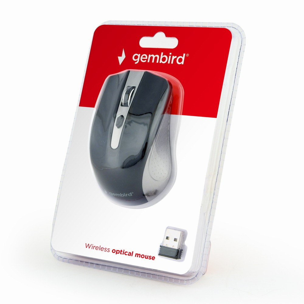 Gembird MUSW-4B-04-GB - Beidhändig - Optisch - RF Wireless - 1600 DPI - Schwarz - Grau