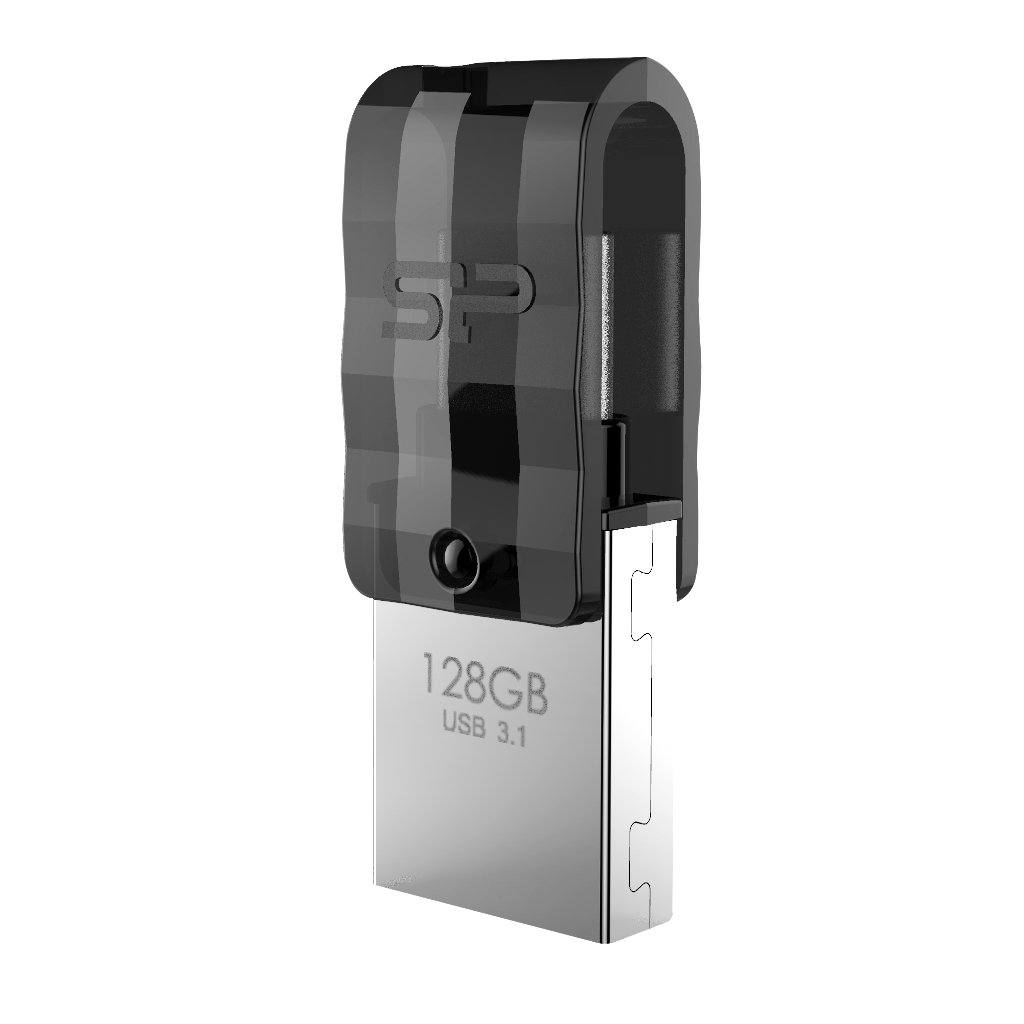 Silicon Power Mobile C31 - 128 GB - USB Type-A / USB Type-C - 3.2 Gen 1 (3.1 Gen 1) - Drehring - 3,3 g - Schwarz - Grau - Silber