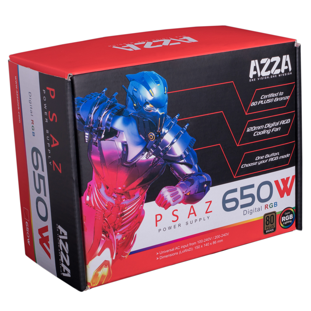 AZZA PSAZ-650W(ARGB) - 650 W - 200 - 240 V - 47 - 53 Hz - 100 W - 576 W - 100 W