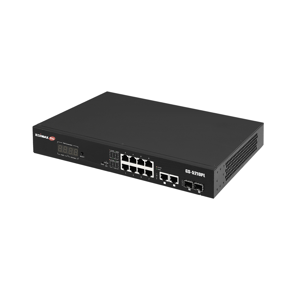 Edimax GS-5210PL Surveillance vlan 12-port gigabit poe+ long range web smart switch with 2