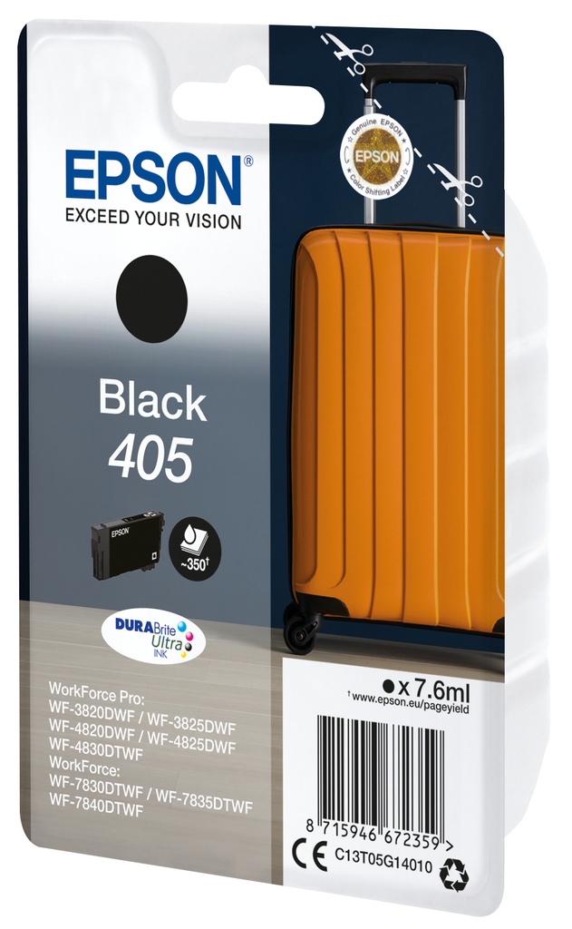 Epson Singlepack Black 405 DURABrite Ultra Ink - Standardertrag - Farbsublimations-Tinte - 7,6 ml - 7,6 ml - 1 Stück(e) - Einzelpackung