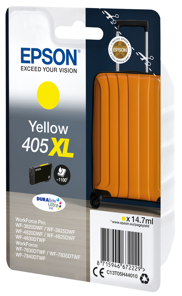 Epson Singlepack Yellow 405XL DURABrite Ultra Ink - Hohe (XL-) Ausbeute - Tinte auf Pigmentbasis - 14,7 ml - 1 Stück(e) - Einzelpackung