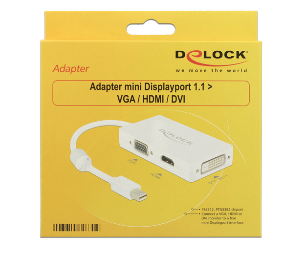 Delock DisplayPort-Adapter - Mini DisplayPort (M) bis HD-15, HDMI Type A, DisplayPort (W) - 16 cm