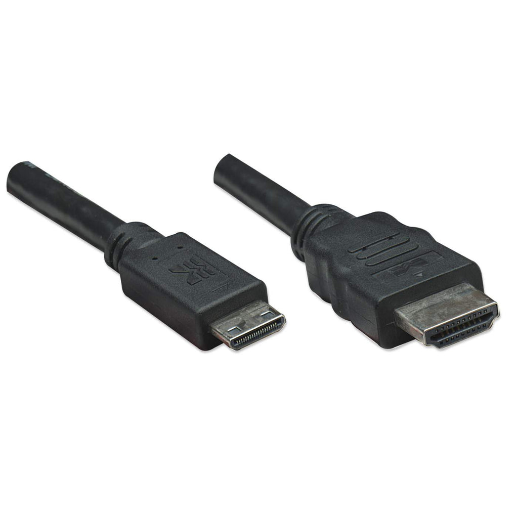 Manhattan High Speed HDMI-Kabel - 3D - Mini HDMI Stecker auf HDMI Stecker - geschirmt - schwarz - 1,8 m - 1,8 m - HDMI Typ A (Standard) - HDMI Type C (Mini) - 10,2 Gbit/s - Schwarz