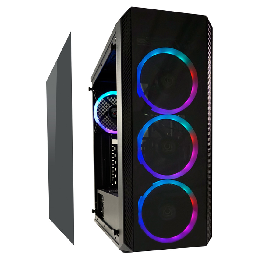 LC-Power Gaming 703B - Quad-Luxx - Midi Tower - PC - Black - ATX - micro ATX - Mini-ITX - Metal - Plastic - Tempered glass - Gaming