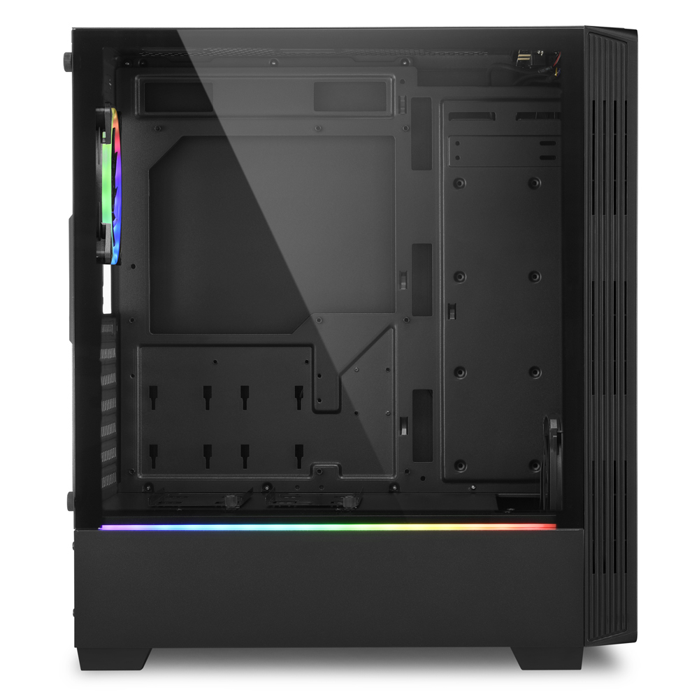 Sharkoon RGB LIT 100 - Midi Tower - PC - Black - ATX,Micro ATX,Mini-ITX - Red/Green/Blue - Case fans,Front