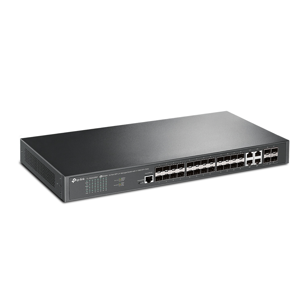 TP-LINK JetStreama„¢ 24-Port Gigabit L2+ Managed Switch with 4 10GE SFP+ Slots 24A— - Switch - 1 Gbps