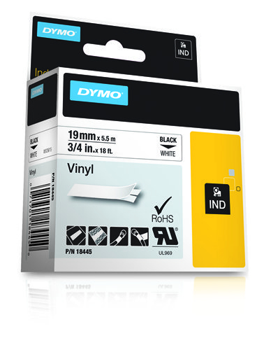 Dymo IND Vinyletiketten - Schwarz auf weiss - Mehrfarbig - Vinyl - -40 - 80 °C - UL 969 - DYMO