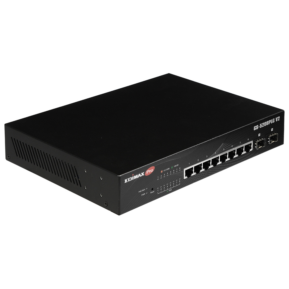 Edimax GS-5208PLG network switch Gigabit Ethernet 10/100/1000 Power over PoE - Switch - 1 Gbps